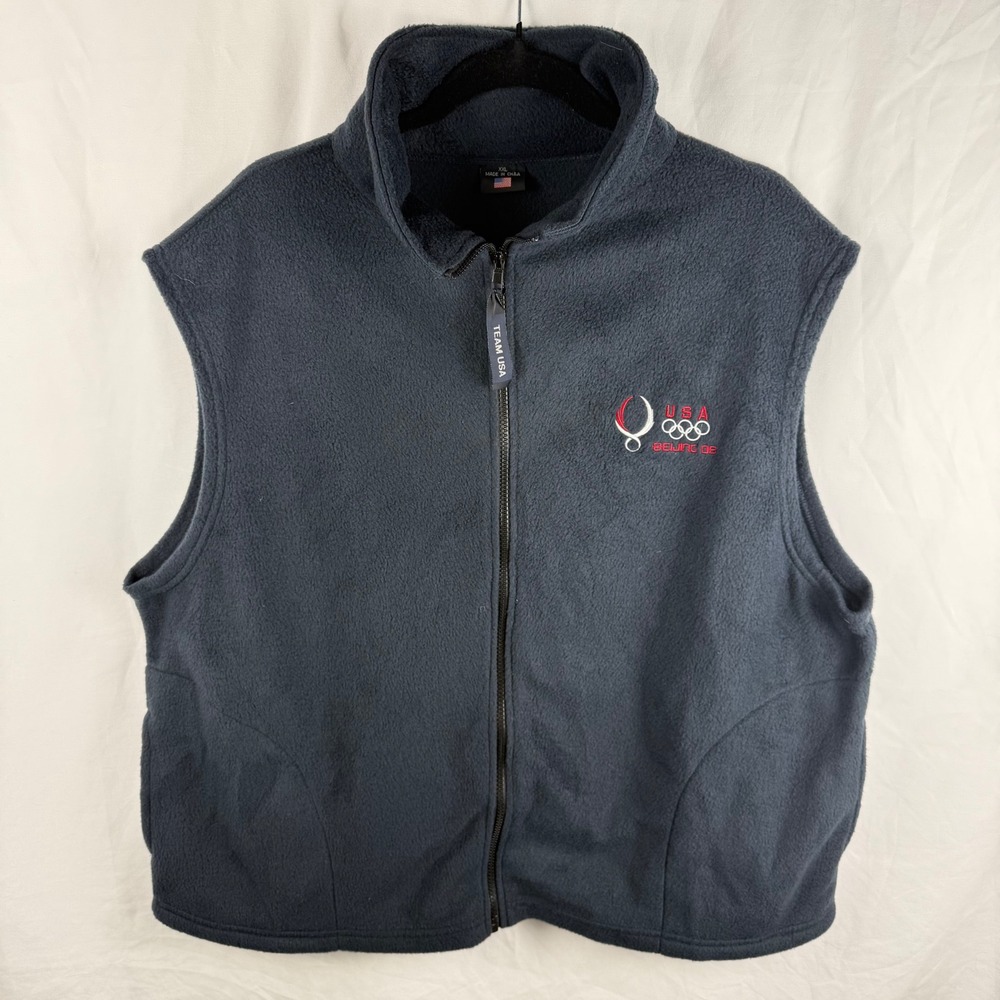 Men's Beijing Olympics Team USA Fleece Zip Up Vest XXL Made in USA Preppy Layer
